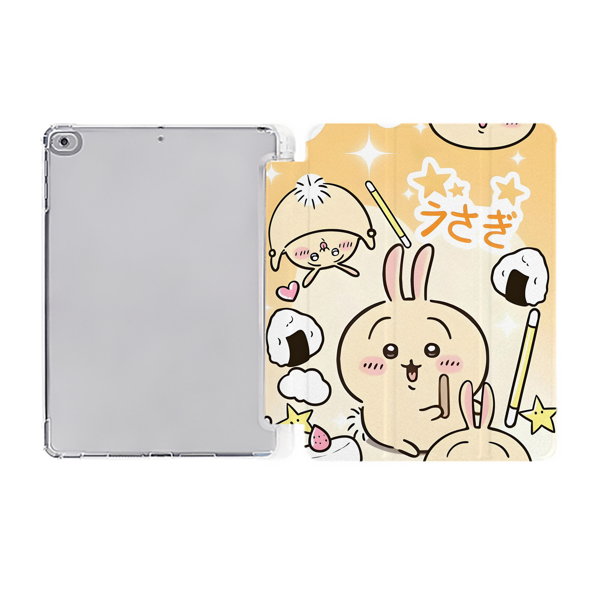 （画像用） ちいかわ Chii-kawa IPad ケース ペン収納付き 三つ折りスタンド PUレザー×シリコン 対応機種9.5/10.5/10.9インチ